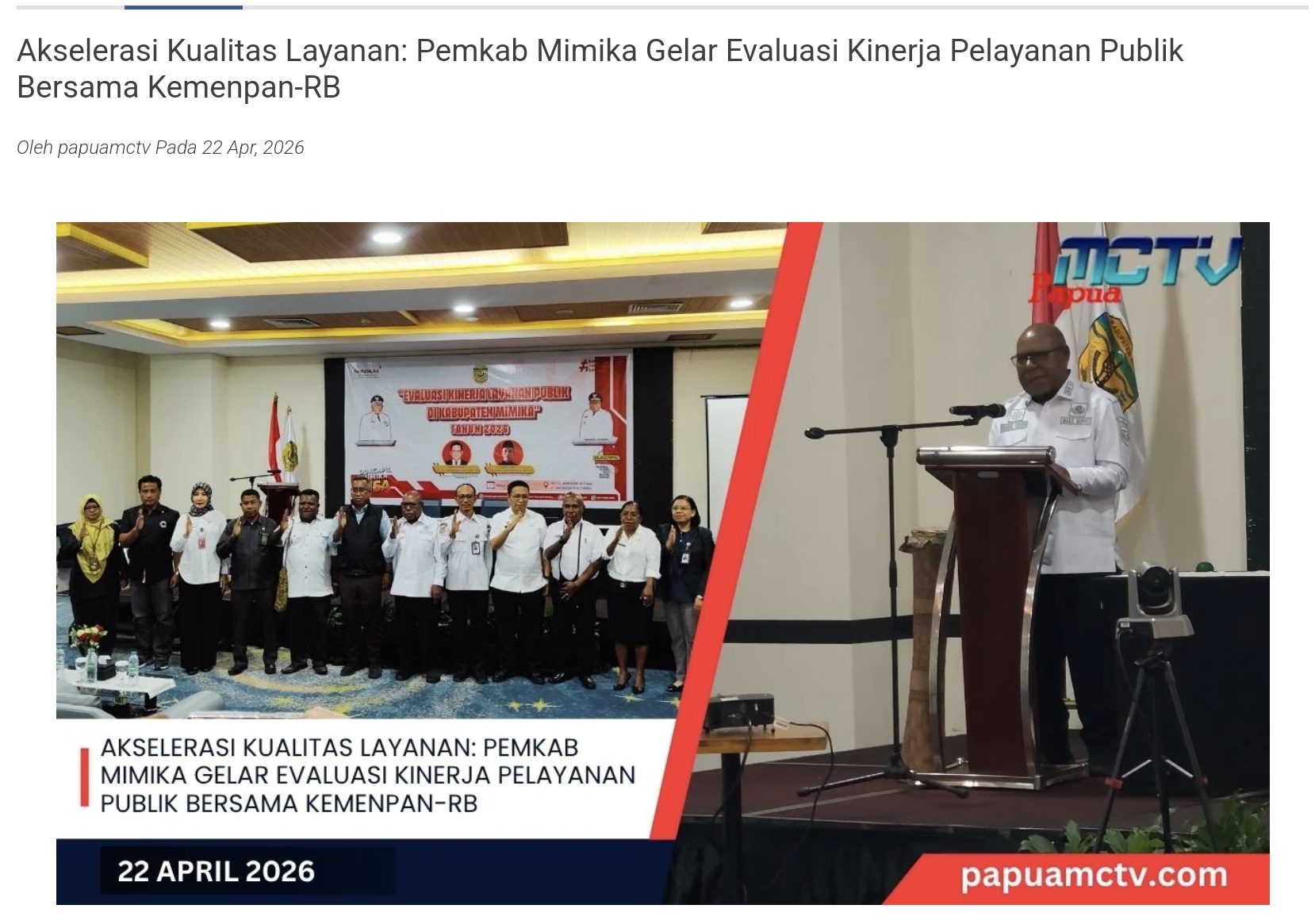 Akselerasi Kualitas Layanan: Pemkab Mimika Gelar Evaluasi Kinerja Pelayanan Publik Bersama Kemenpan-RB