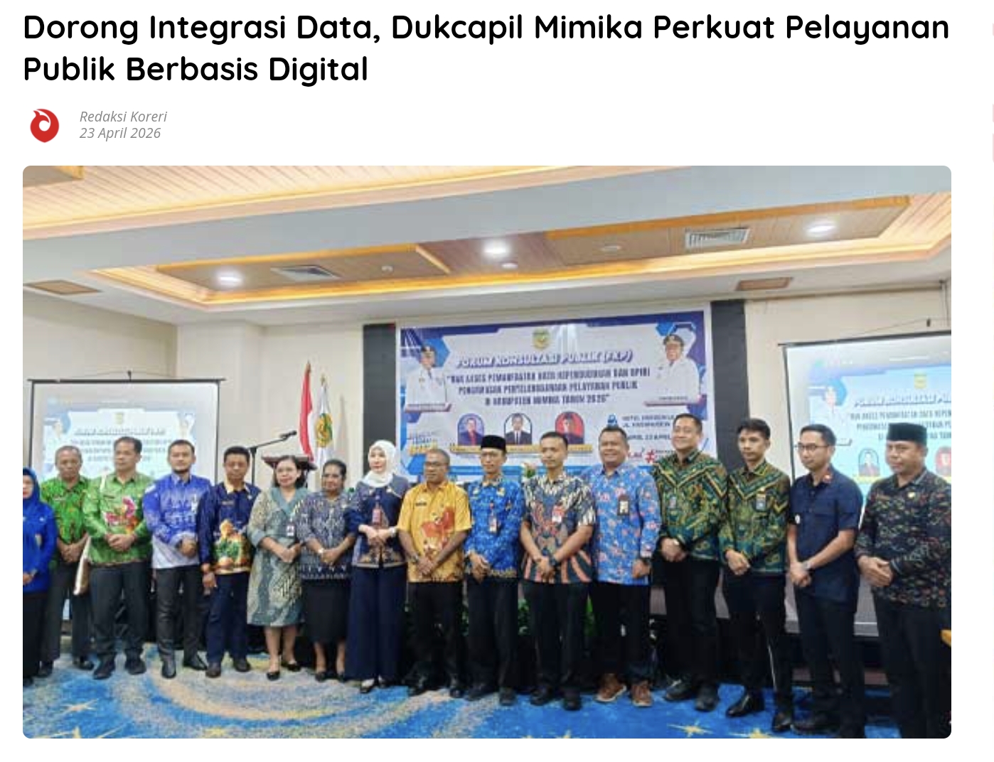 Dorong Integrasi Data, Dukcapil Mimika Perkuat Pelayanan Publik Berbasis Digital