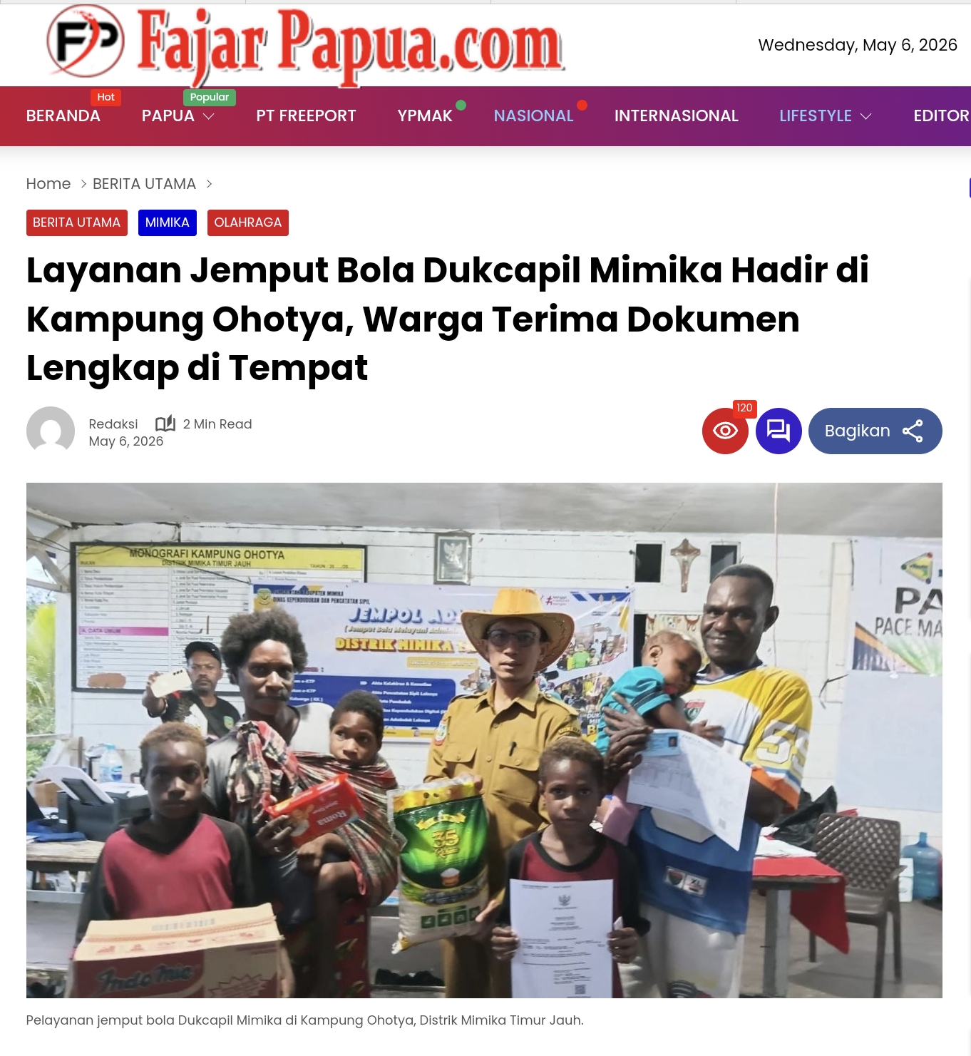Layanan Jemput Bola Dukcapil Mimika Hadir di Kampung Ohotya, Warga Terima Dokumen Lengkap di Tempat