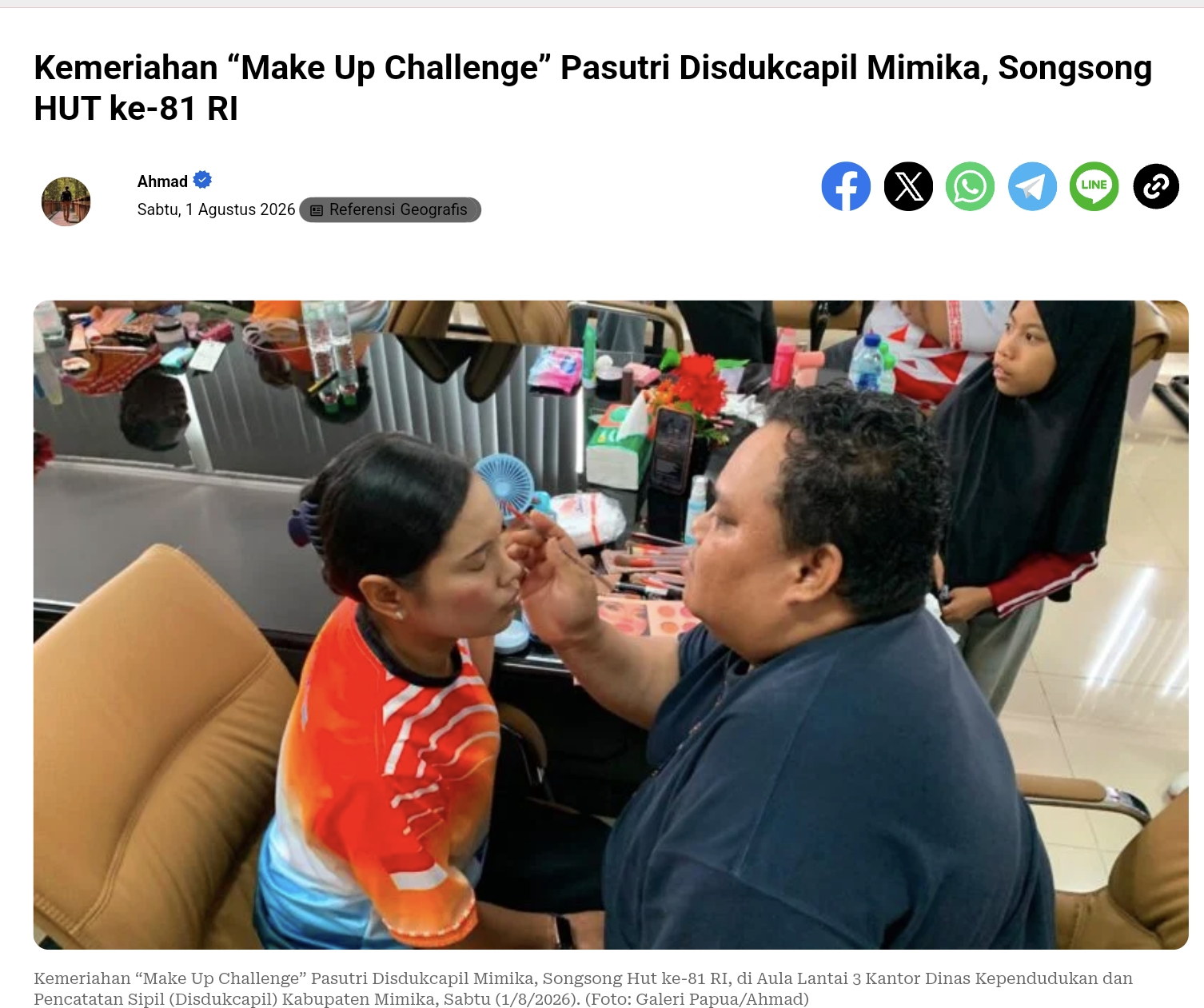 Kemeriahan “Make Up Challenge” Pasutri Disdukcapil Mimika, Songsong HUT ke-81 RI
