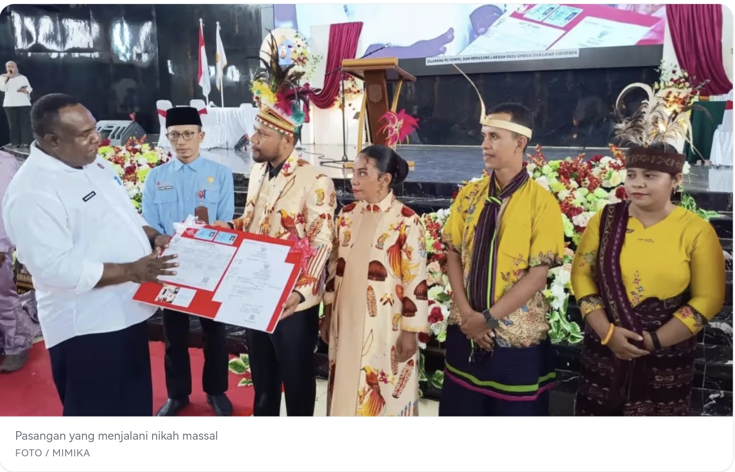 Sambut HUT RI ke-81, Pemkab Mimika Gelar Nikah Massal, 103 Pasangan Resmi Kantongi Dokumen Kawin