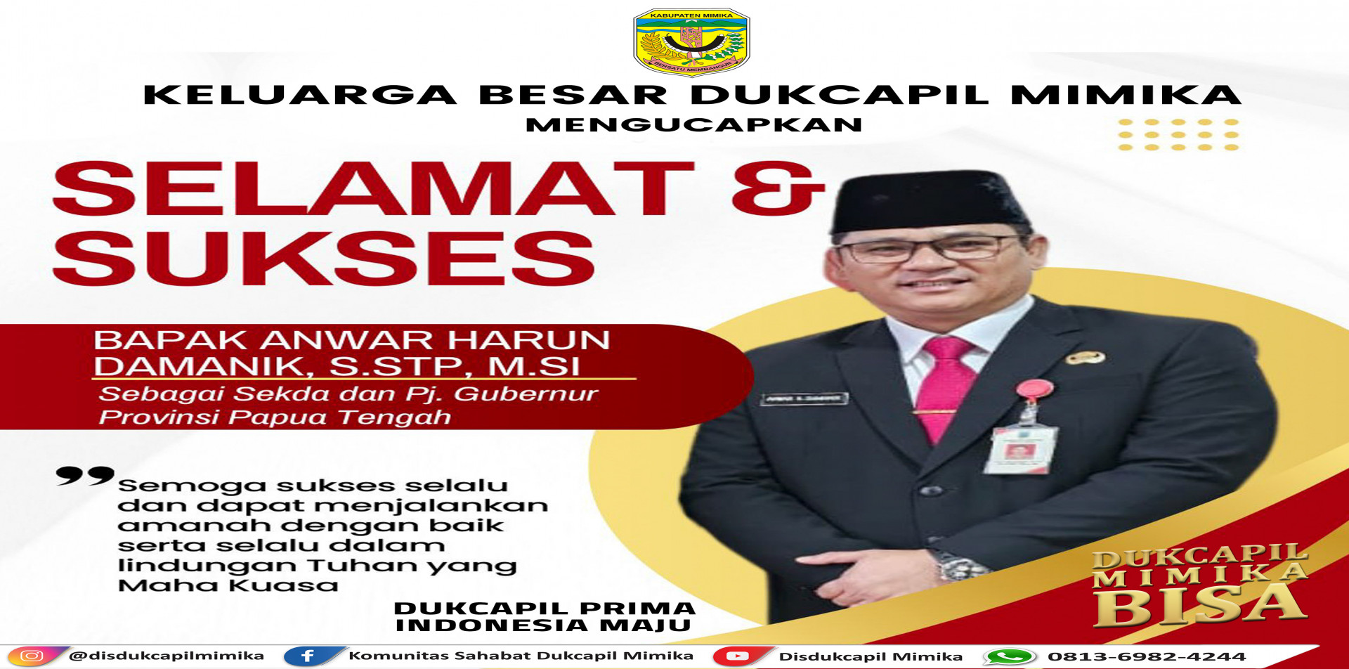 Selamat & Sukses PJ Gubernur Papua Tengah